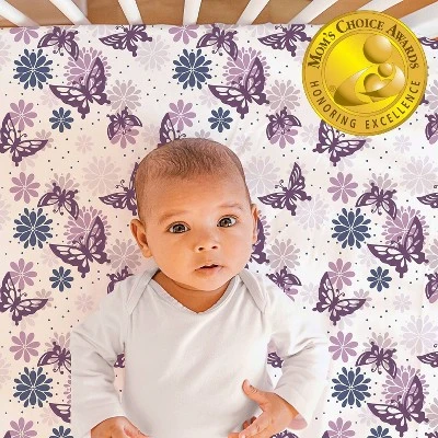 The Peanutshell Fitted Crib Sheets - Purple Butterfly And Purple Ditsy Floral - 2pk 3 The Peanutshell Fitted Crib Sheets - Purple Butterfly And Purple Ditsy Floral - 2pk - Image 3