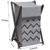 Bacati - Ikat Zigzag Gray Laundry Hamper With Wooden Frame