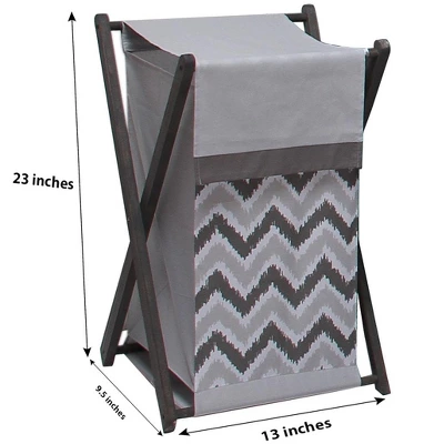 Bacati - Ikat Zigzag Gray Laundry Hamper With Wooden Frame 1 Bacati - Ikat Zigzag Gray Laundry Hamper With Wooden Frame