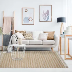 Handwoven Eco-Friendly Jute And Cotton Chevron Tassel Indoor Area Rug Or Runner By Blue Nile Mills