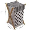 Bacati - Dots/Pin Stripes Black/White Laundry Hamper With Wooden Frame