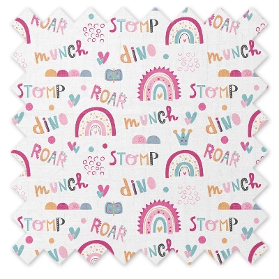 Bacati - Little Dino Girls Fuchsia/Aqua Muslin 5 Pc Crib Bedding Set With Long Crib Rail Guard Cover 8 Bacati - Little Dino Girls Fuchsia/Aqua Muslin 5 Pc Crib Bedding Set With Long Crib Rail Guard Cover - Image 8