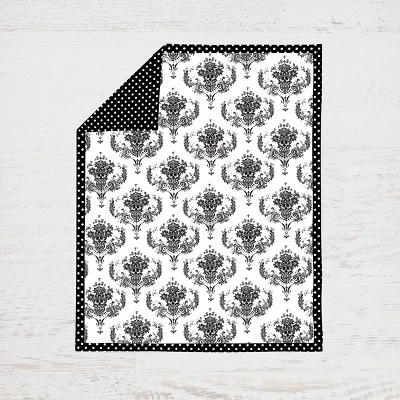 Bacati - Classic Damask Black/Grey/White 4 Pc Crib Bedding Set With Diaper Caddy 3 Bacati - Classic Damask Black/Grey/White 4 Pc Crib Bedding Set With Diaper Caddy - Image 3