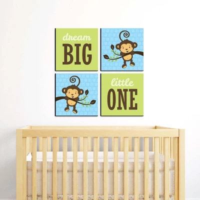 Big Dot Of Happiness Blue Monkey Boy - Kids Room, Nursery Decor And Decor - 11 X 11 Inches Nursery Wall Art - Set Of 4 Prints For Baby's Room 1 Big Dot Of Happiness Blue Monkey Boy - Kids Room, Nursery Decor And Decor - 11 X 11 Inches Nursery Wall Art - Set Of 4 Prints For Baby's Room