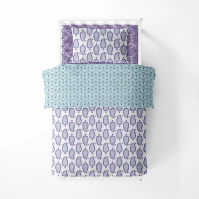 Bacati - Paisley Isabella Purple Lilac Aqua 4 Pc Toddler Bedding Set 2 Bacati - Paisley Isabella Purple Lilac Aqua 4 Pc Toddler Bedding Set - Image 2