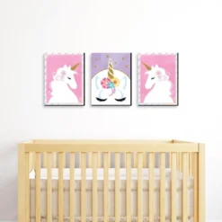Big Dot Of Happiness Rainbow Unicorn - Baby Girl Nursery Wall Art And Kids Room Decorations - Gift Ideas - 7.5 X 10 Inches - Set Of 3 Prints