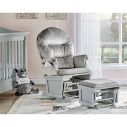 Suite Bebe Madison Glider And Ottoman - Gray Wood And Light Cloud Gray Fabric