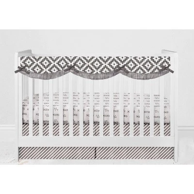 Bacati - Love Aztec Design/Print Gray/Silver 6 Pc Crib Bedding Set With Long Rail Guard Cover 8 Bacati - Love Aztec Design/Print Gray/Silver 6 Pc Crib Bedding Set With Long Rail Guard Cover - Image 8