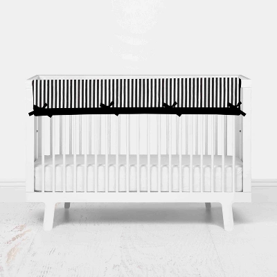 Bacati - Dots Stripes Black/White 6 Pc Crib Bedding Set With Long Rail Guard Cover 2 Bacati - Dots Stripes Black/White 6 Pc Crib Bedding Set With Long Rail Guard Cover - Image 2