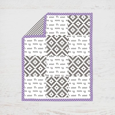 Bacati - Love Gray Lilac 4 Pc Crib Bedding Set With Diaper Caddy 3 Bacati - Love Gray Lilac 4 Pc Crib Bedding Set With Diaper Caddy - Image 3