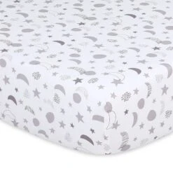 The Peanutshell Fitted Crib Sheets - Gray Celestial Moon And Stars - 4pk