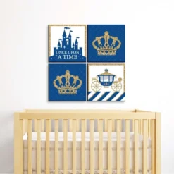 Big Dot Of Happiness Royal Prince Charming - Kids Room, Nursery Decor & Home Decor - 11 X 11 Inches Nursery Wall Art - Set Of 4 Prints For Baby's Room