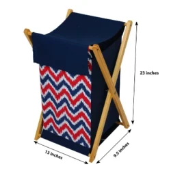 Bacati - MixNMatch Navy/Red Laundry Hamper With Wooden Frame