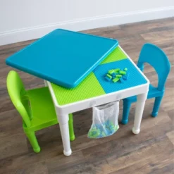 3pc Kids' 2 In 1 Square Activity Table With Chairs And 100pc Building Blocks White/Green/Blue - Humble Crew -Delta Children Sales Store GUEST 4df926e8 759c 4110 a3c6 f2de6103cb9b
