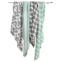 Bacati - Ikat Mint/Gray Dots/Stripes Swaddling Muslin Blankets Set Of 4 6 Bacati - Ikat Mint/Gray Dots/Stripes Swaddling Muslin Blankets Set Of 4 -Delta Children Sales Store GUEST 4f0ba4f6 47e5 4062 8a53 d20066ea2f19