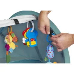 KidCo PeaPod Camp Lightweight Pop Up Child Portable Travel Bed Tent Extension With Retractable Sun Shade, Storage Pocket, And Carry Bag