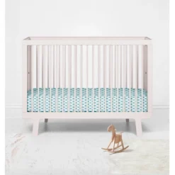 Bacati - Aqua Leaves Printed 100 Percent Cotton Universal Baby US Standard Crib Or Toddler Bed Fitted Sheet -Delta Children Sales Store GUEST 548c178c 2f69 4ada 92b9 d992704f7c2a
