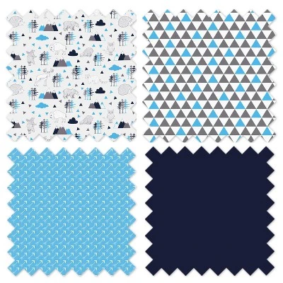 Bacati - Woodlands Forest Animals Aqua/Navy/Grey 10 Pc Crib Bedding Set With 2 Crib Fitted Sheets 3 Bacati - Woodlands Forest Animals Aqua/Navy/Grey 10 Pc Crib Bedding Set With 2 Crib Fitted Sheets - Image 3