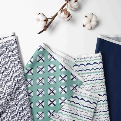 Bacati - Noah Mint/Navy Collapsible Laundry Hamper 1 Bacati - Noah Mint/Navy Collapsible Laundry Hamper