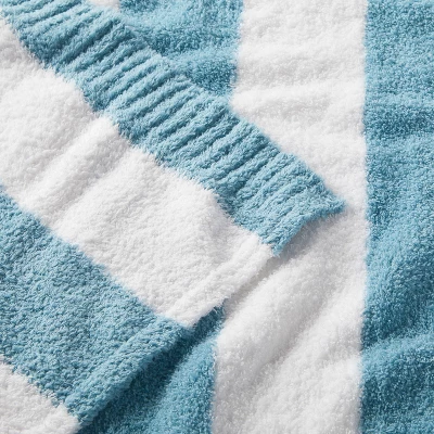 Chenille Stripe Baby Blanket - Blue And White Stripe - Cloud Island™ 2 Chenille Stripe Baby Blanket - Blue And White Stripe - Cloud Island™ - Image 2