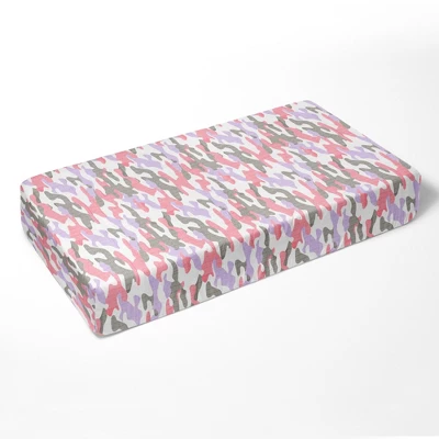 Bacati - Jungle Safari Camo Girls Lilac/Coral Muslin 100 Percent Cotton Muslin Universal Baby US Standard Crib Or Toddler Bed Fitted Sheet 1 Bacati - Jungle Safari Camo Girls Lilac/Coral Muslin 100 Percent Cotton Muslin Universal Baby US Standard Crib Or Toddler Bed Fitted Sheet