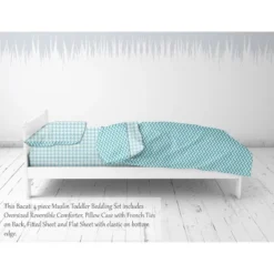 Bacati - Houndstooth/Herringbone Aqua Unisex Muslin 4 Pc Toddler Bedding Set 13 Bacati - Houndstooth/Herringbone Aqua Unisex Muslin 4 Pc Toddler Bedding Set -Delta Children Sales Store GUEST 63606b87 00ce 4031 a06d 54ad3f0b8781