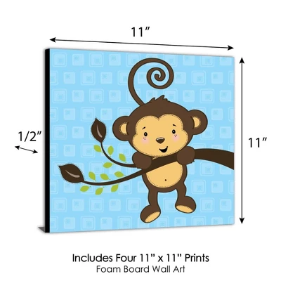 Big Dot Of Happiness Blue Monkey Boy - Kids Room, Nursery Decor And Decor - 11 X 11 Inches Nursery Wall Art - Set Of 4 Prints For Baby's Room 5 Big Dot Of Happiness Blue Monkey Boy - Kids Room, Nursery Decor And Decor - 11 X 11 Inches Nursery Wall Art - Set Of 4 Prints For Baby's Room - Image 5
