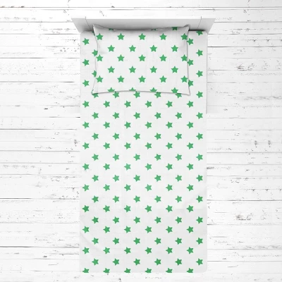 Bacati - Stars Green Muslin 3 Pc Toddler Bed Sheet Set 100 Percent Cotton 2 Bacati - Stars Green Muslin 3 Pc Toddler Bed Sheet Set 100 Percent Cotton - Image 2