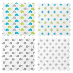 Bacati - Elephants Aqua/Lime/Gray Muslin Swaddling Blankets Set Of 4 -Delta Children Sales Store GUEST 81176c6b a7f0 4c46 a1ad 862889a47ce2