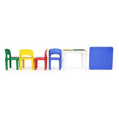 5pc 2 In 1 Square Plastic Activity Table And Chair Set - Humble Crew 2 5pc 2 In 1 Square Plastic Activity Table And Chair Set - Humble Crew - Image 2