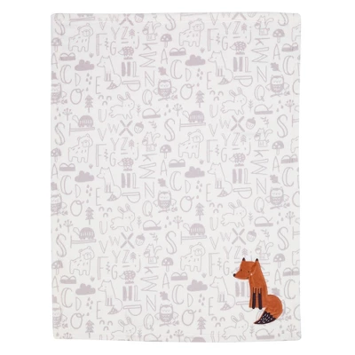 Bedtime Originals Animal Alphabet Gray/White Fox Appliqued Fleece Baby Blanket 1 Bedtime Originals Animal Alphabet Gray/White Fox Appliqued Fleece Baby Blanket