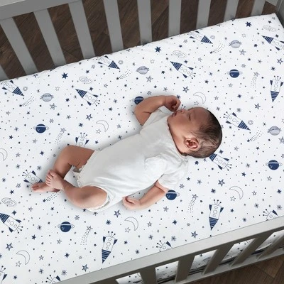 Lambs & Ivy Sky Rocket 5-Piece Blue Galaxy/Space Nursery Baby Crib Bedding Set 3 Lambs & Ivy Sky Rocket 5-Piece Blue Galaxy/Space Nursery Baby Crib Bedding Set - Image 3