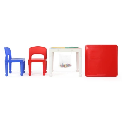 3pc 2 In 1 Square Activity Table With 2 Chairs Blue/Red - Humble Crew 2 3pc 2 In 1 Square Activity Table With 2 Chairs Blue/Red - Humble Crew - Image 2