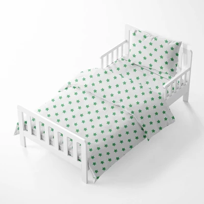 Bacati - Stars Green Muslin 4pc Toddler Bedding Set 1 Bacati - Stars Green Muslin 4pc Toddler Bedding Set