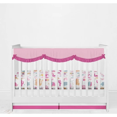 Bacati - Little Dino Girls Fuchsia/Aqua Muslin 5 Pc Crib Bedding Set With Long Crib Rail Guard Cover 6 Bacati - Little Dino Girls Fuchsia/Aqua Muslin 5 Pc Crib Bedding Set With Long Crib Rail Guard Cover - Image 6