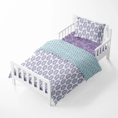 Bacati - Paisley Isabella Purple Lilac Aqua 4 Pc Toddler Bedding Set 3 Bacati - Paisley Isabella Purple Lilac Aqua 4 Pc Toddler Bedding Set - Image 3