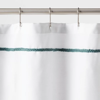 Striped With Tassels Kids' Shower Curtain Blue - Pillowfort™ 2 Striped With Tassels Kids' Shower Curtain Blue - Pillowfort™ - Image 2