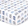 The Peanutshell Fitted Crib Sheets - Blue And Gray Elephant - 2pk