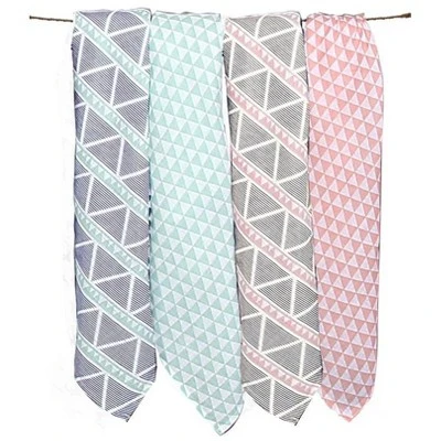 Bacati - Emma Aztec Print Coral/Mint/Navy Triangles Muslin Swaddling Blankets Set Of 4 3 Bacati - Emma Aztec Print Coral/Mint/Navy Triangles Muslin Swaddling Blankets Set Of 4 - Image 3