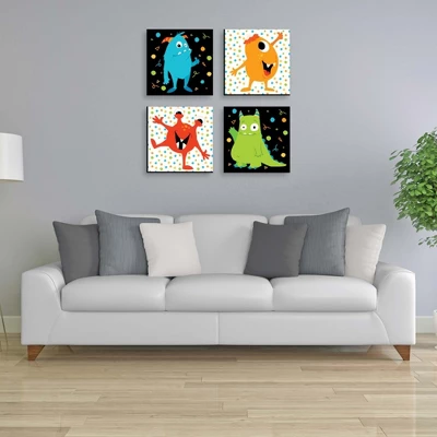 Big Dot Of Happiness Monster Bash - Kids Room, Nursery Decor And Home Decor - 11 X 11 Inches Nursery Wall Art - Set Of 4 Prints For Baby's Room 3 Big Dot Of Happiness Monster Bash - Kids Room, Nursery Decor And Home Decor - 11 X 11 Inches Nursery Wall Art - Set Of 4 Prints For Baby's Room - Image 3