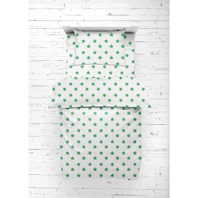 Bacati - Stars Green Muslin 4pc Toddler Bedding Set 3 Bacati - Stars Green Muslin 4pc Toddler Bedding Set - Image 3