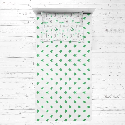 Bacati - Soccer Sports Green Gray Muslin 3 Pc Toddler Bed Sheet Set 2 Bacati - Soccer Sports Green Gray Muslin 3 Pc Toddler Bed Sheet Set - Image 2