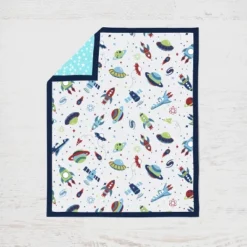 Bacati - Airspace Aqua Navy Green Red 10 Pc Crib Bedding Set With 2 Crib Fitted Sheets