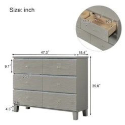 Cassio 47.3"W X 15.4"D X 35.6”H Horizontal Dressers 6 Drawers Metal Slides Crystal Handle With Rubber Wood Legs Accent Cabinet-Maison Boucle -Delta Children Sales Store GUEST c9d4fbda 6a0b 4e7b b2ea 9bed6872fc8d