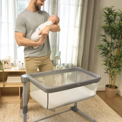 SwaddleMe Beginnings Bassinet Select - Compact Fold Multi-Position Baby Bassinet With Air Flow Mattress - Gray Tweed 4 SwaddleMe Beginnings Bassinet Select - Compact Fold Multi-Position Baby Bassinet With Air Flow Mattress - Gray Tweed - Image 4