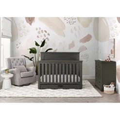 Simmons Kids' Caden 6-in-1 Convertible Crib With Trundle Drawer - Rustic Gray