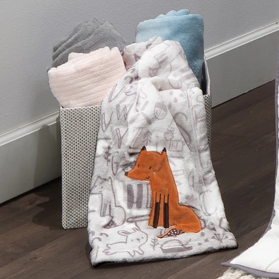 Bedtime Originals Animal Alphabet Gray/White Fox Appliqued Fleece Baby Blanket 5 Bedtime Originals Animal Alphabet Gray/White Fox Appliqued Fleece Baby Blanket - Image 5