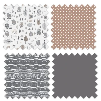 Bacati - Owls In The Woods Beige/Gray 6 Pc Crib Bedding Set With Long Rail Guard Cover 2 Bacati - Owls In The Woods Beige/Gray 6 Pc Crib Bedding Set With Long Rail Guard Cover - Image 2