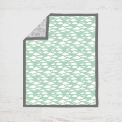 Bacati - Clouds In The City Mint/Gray 4 Pc Crib Bedding Set With Diaper Caddy