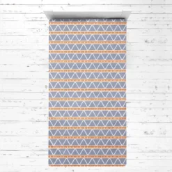 Bacati - Liam Large Triangles Orange Navy Muslin 3 Pc Toddler Bed Sheet Set
